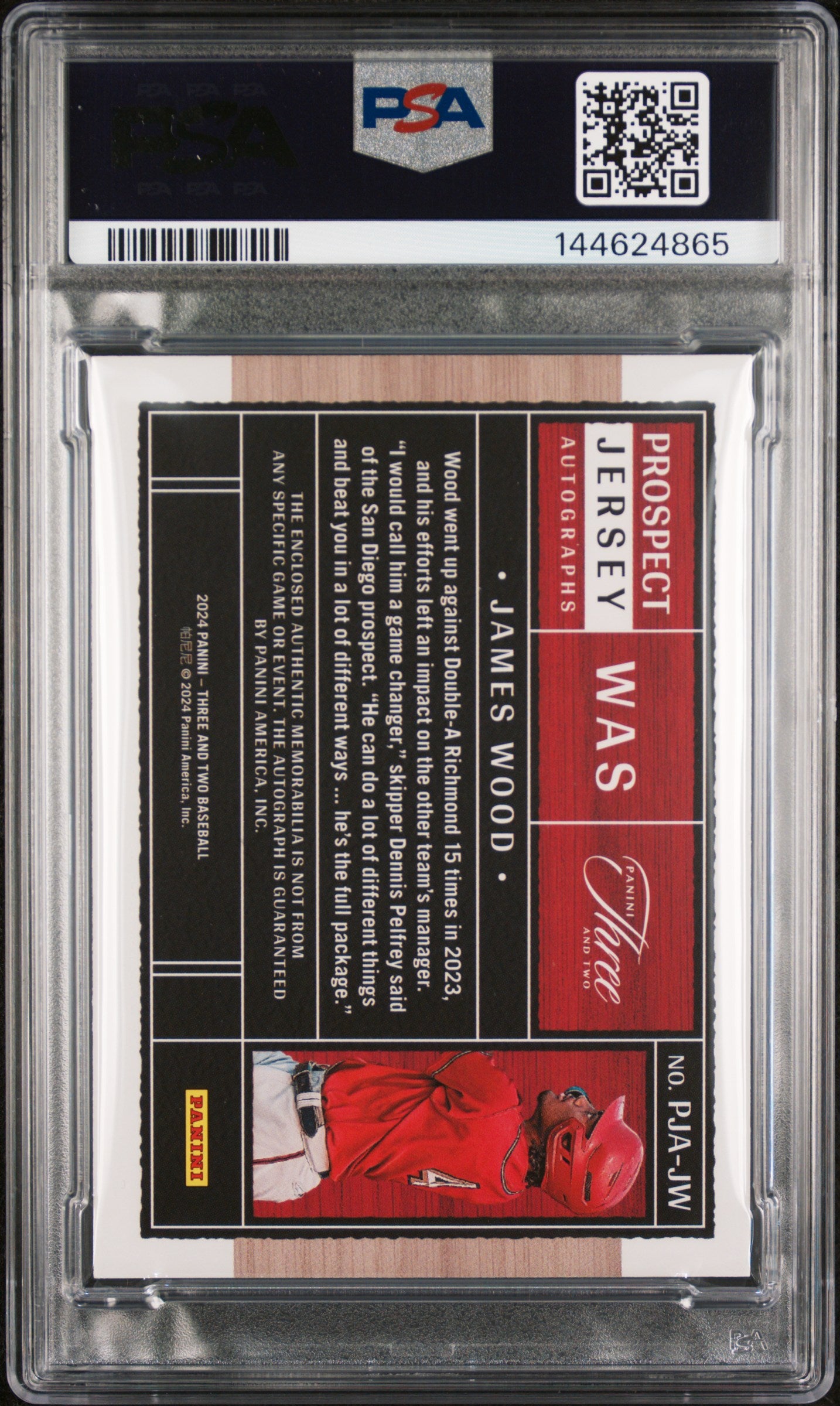 2024 Panini Three And Two Prospect Jersey Autographs James Wood #PJAJW Holo SLV /49 PSA 8