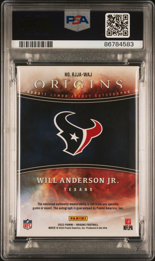 2023 Panini Origins Rookie Jumbo Jersey Autographs Will Anderson JR. #RJJAWAJ PSA 9