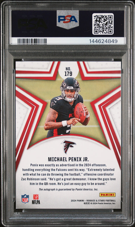 2024 Panini Rookies & Stars Michael Penix JR. #179 Signature Purple /25 PSA 8