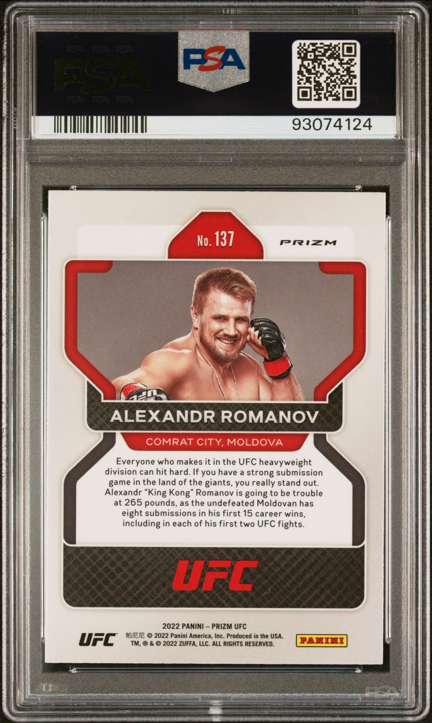 2022 Panini Prizm UFC Alexandr Romanov #137 Hyper PSA 9