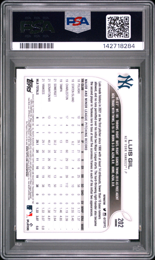 2025 Topps Archives Signature Series Luis Gil #202 '22 Chrome Refractor PSA 8