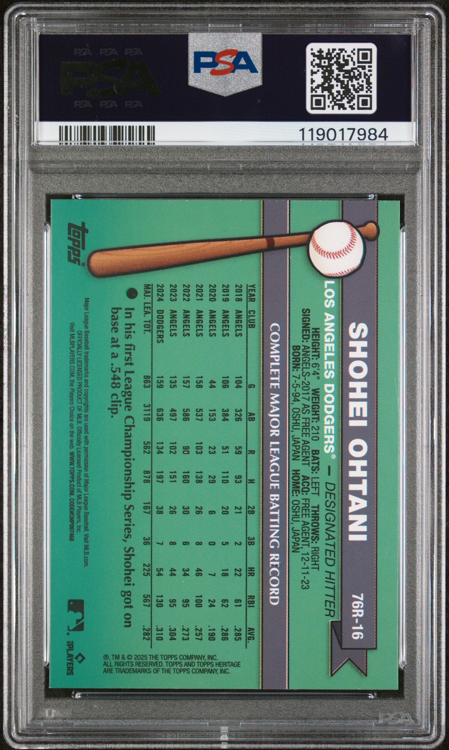 2025 Topps Heritage 1976 Redefined Shohei Ohtani #76R16 Holographic PSA 8