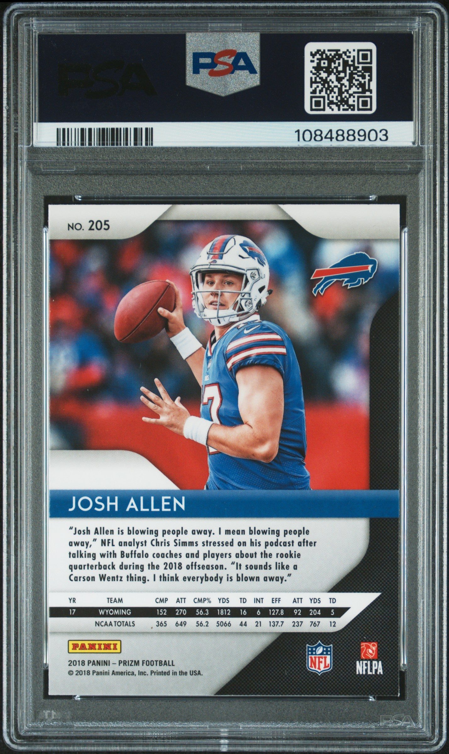 2018 Panini Prizm Josh Allen #205 PSA 9