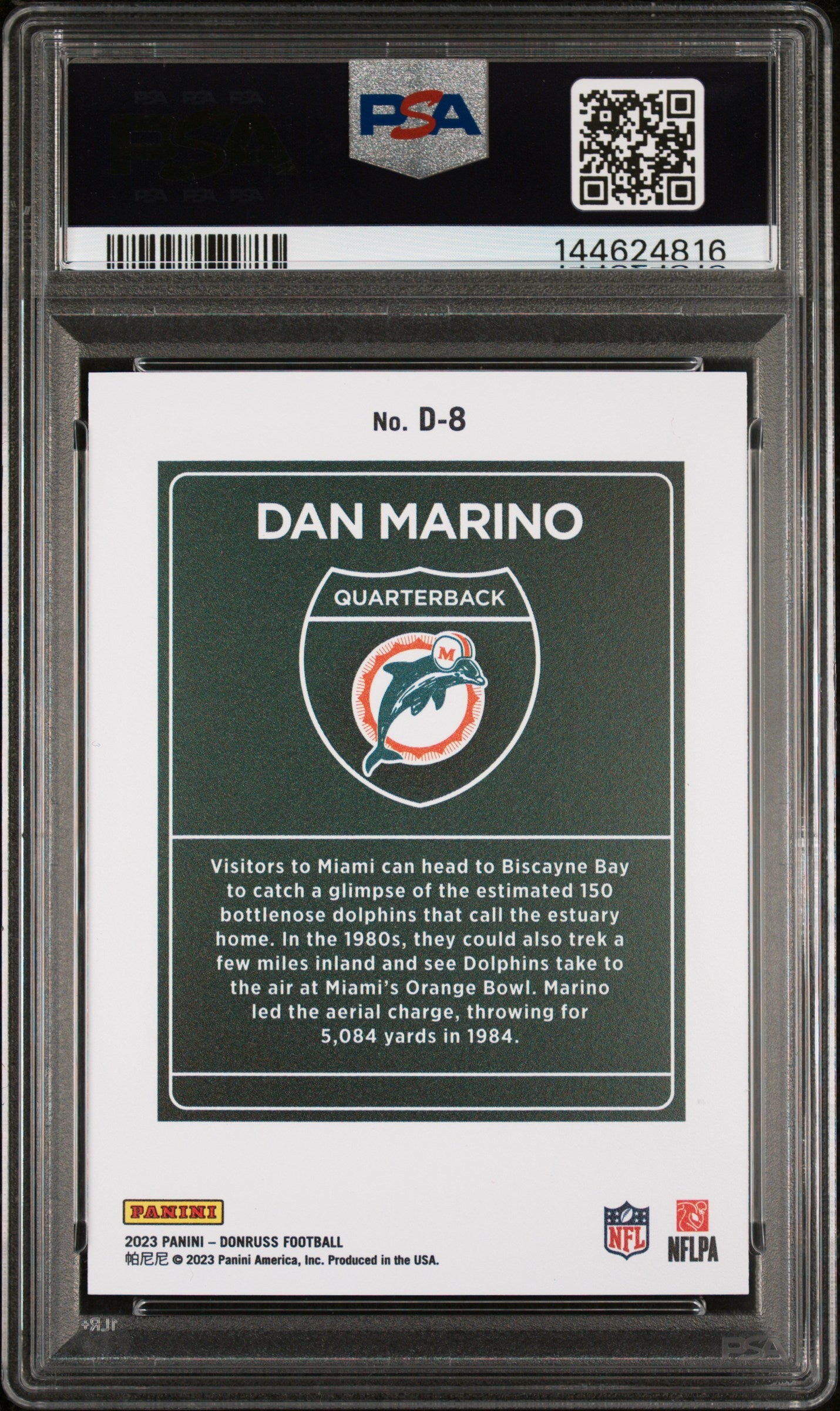 2023 Panini Donruss Downtown! Dan Marino #D8 PSA 9