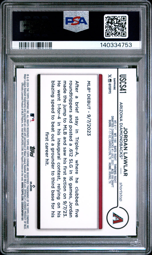 2024 Topps Chrome Sapphire Update Series Jordan Lawlar #41 PSA 10