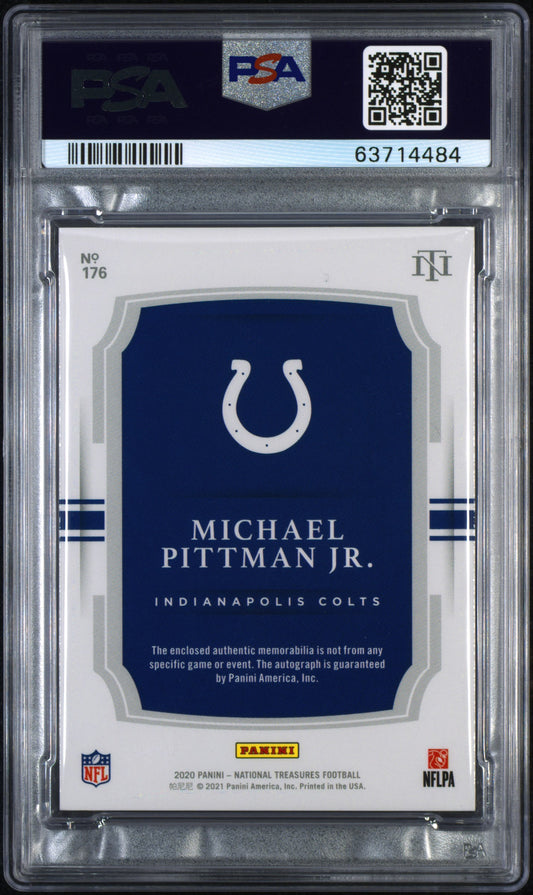 2020 National Treasures Michael Pittman JR. #176 Rookie Patch Auto RPA PSA 9 /10