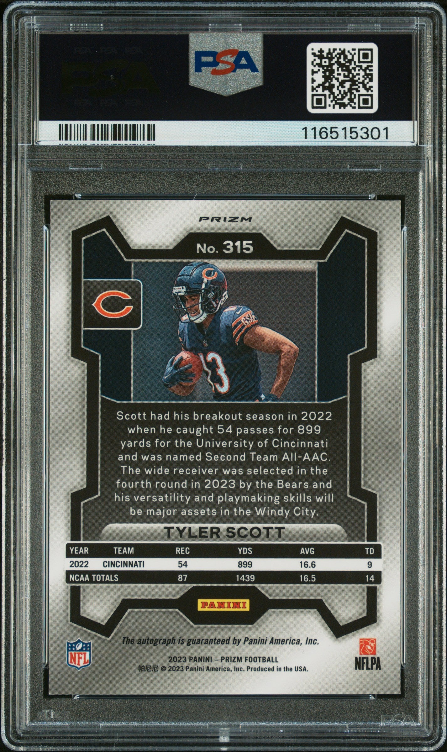 2023 Panini Prizm Tyler Scott #315 Autograph PSA 9 Auto 10