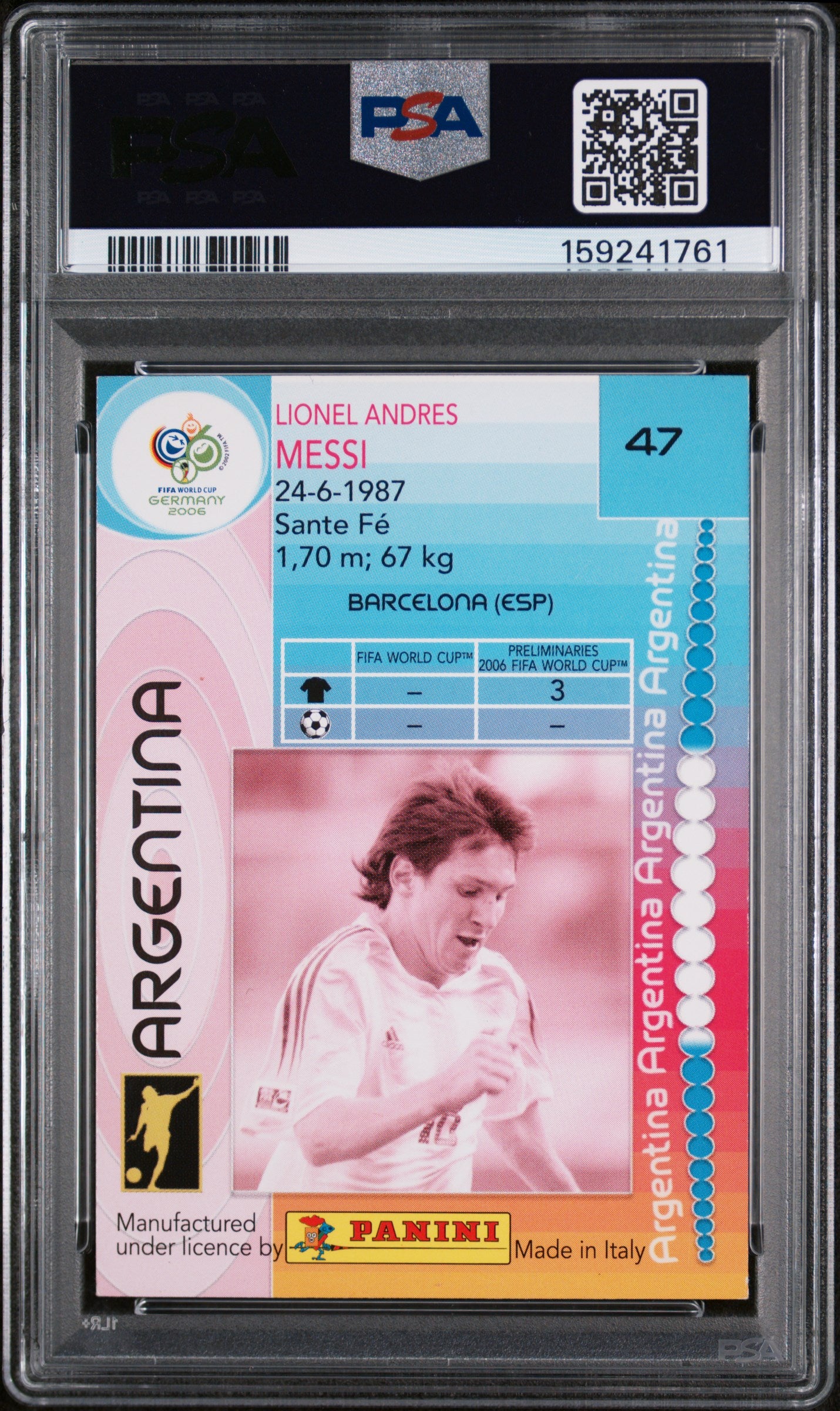 2006 Panini World Cup Germany Lionel Messi #47 PSA 5