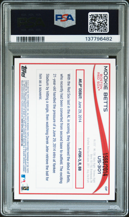 2014 Topps Update Mookie Betts #US301 Gold PSA 9