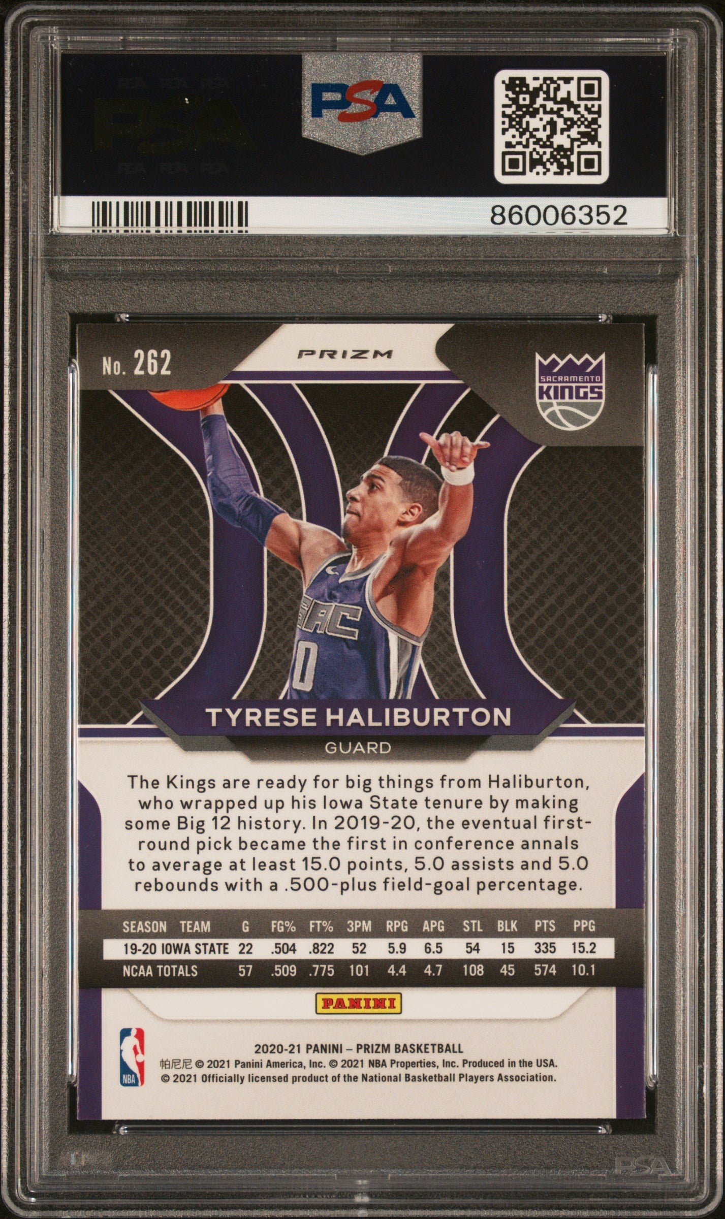 2020 Panini Prizm Tyrese Haliburton #262 Fast Break PSA 10