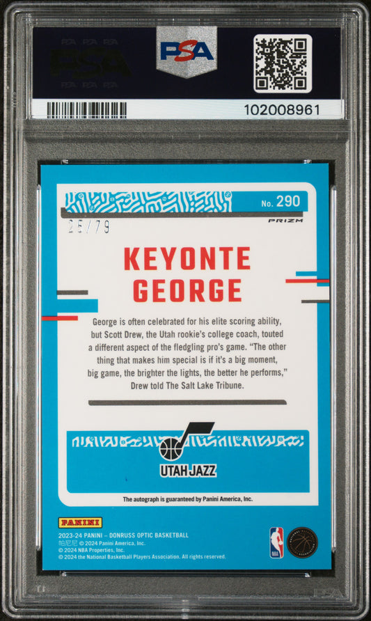 2023 Panini Donruss Optic Keyonte George #290 Signature Pink Velocity PSA 10