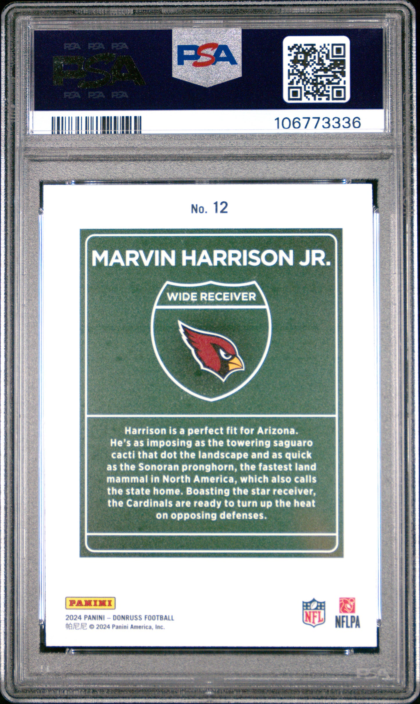 2024 Panini Donruss Downtown! Marvin Harrison JR. #12 PSA 9