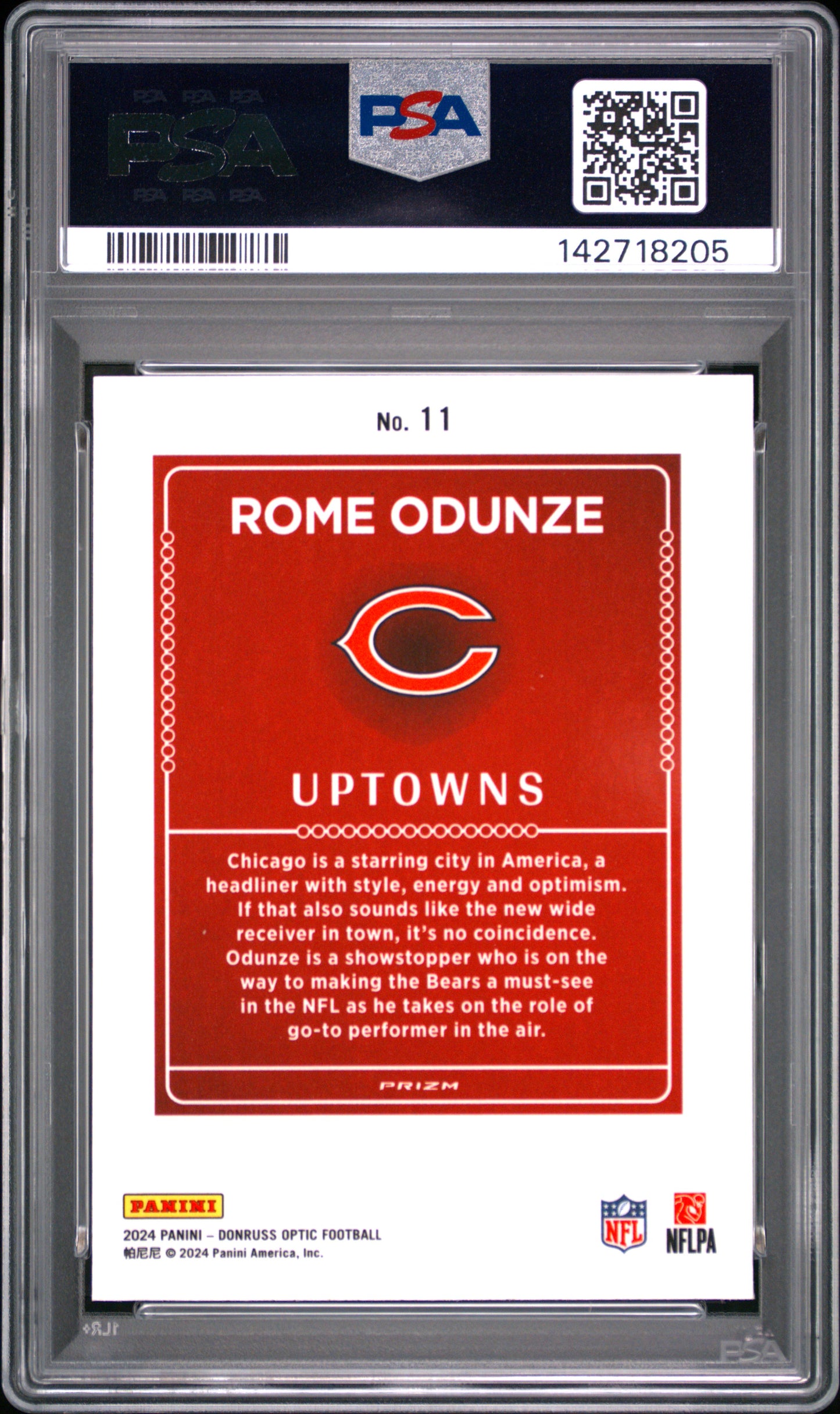 2024 Panini Donruss Optic Uptowns Rome Odunze #11 PSA 9