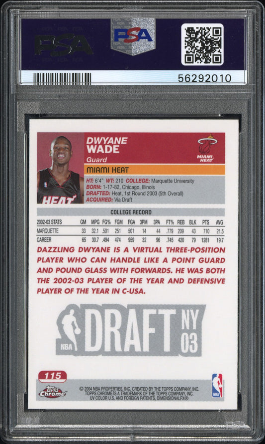 2003 Topps Chrome Dwyane Wade #115 PSA 9