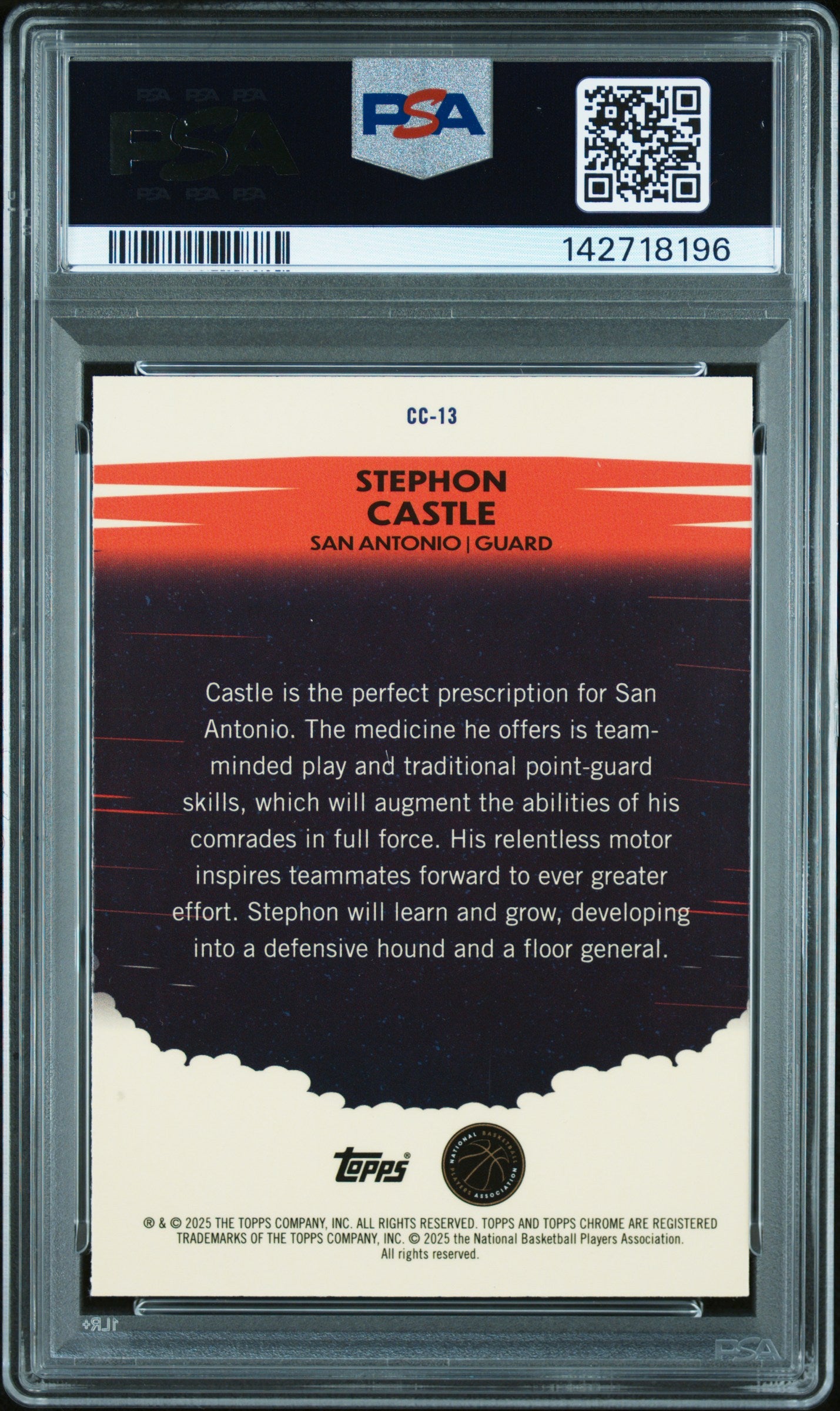 2024 Topps Chrome Countdown Complete Stephon Castle #CC13 CD Blue BK Ref PSA 9