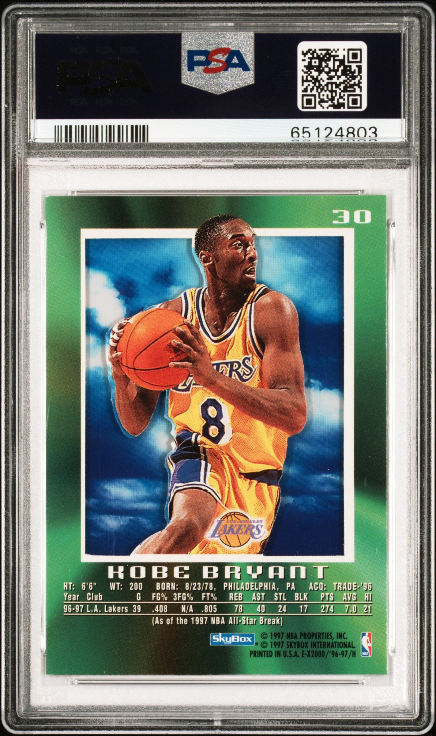 1996 Skybox E-X2000 Kobe Bryant #30 PSA 9