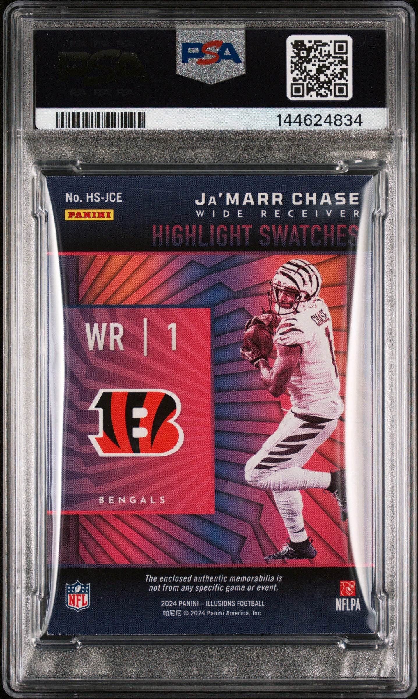 2024 Panini Illusions Highlight Swatches Ja'marr Chase #HSJCE Purple PSA 7