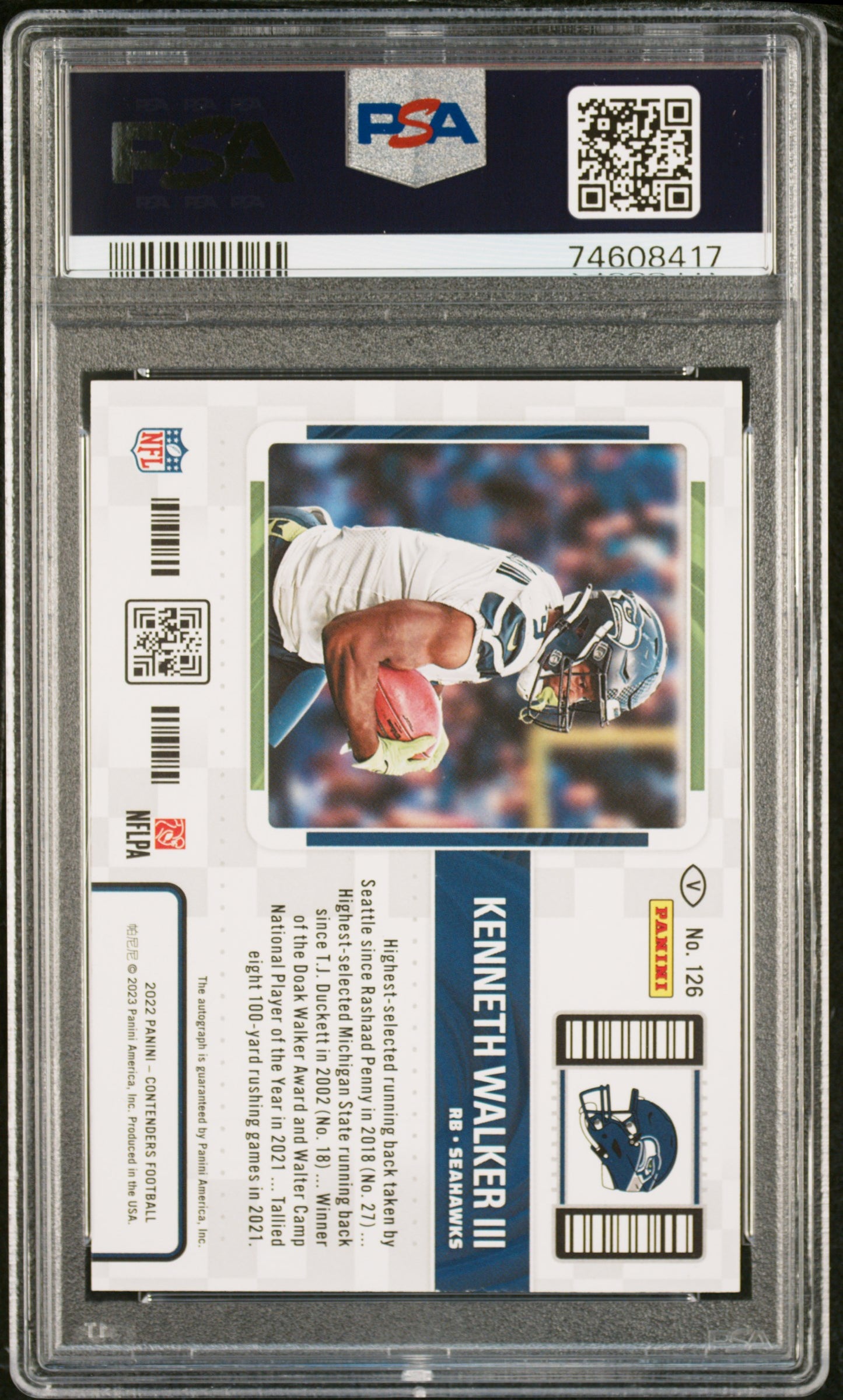 2022 Panini Contenders Kenneth Walker III #126 Variation Autograph PSA 9