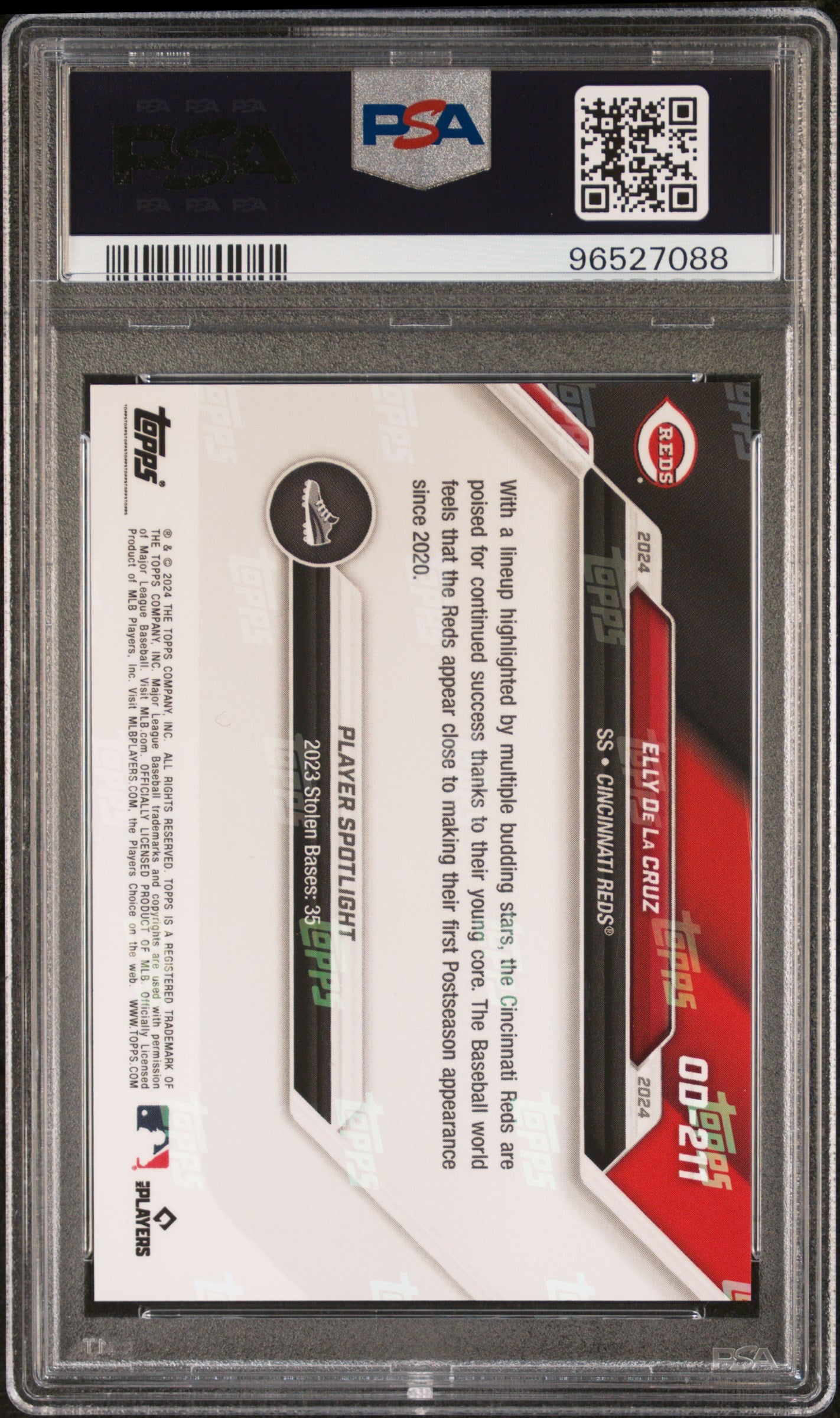 2024 Topps Now Road To Opening Day Elly De La Cruz #OD211 Black PSA 10