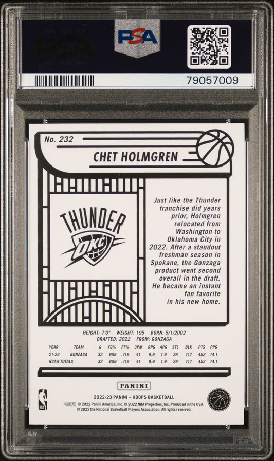 2022 Panini NBA Hoops Chet Holmgren #232 PSA 9