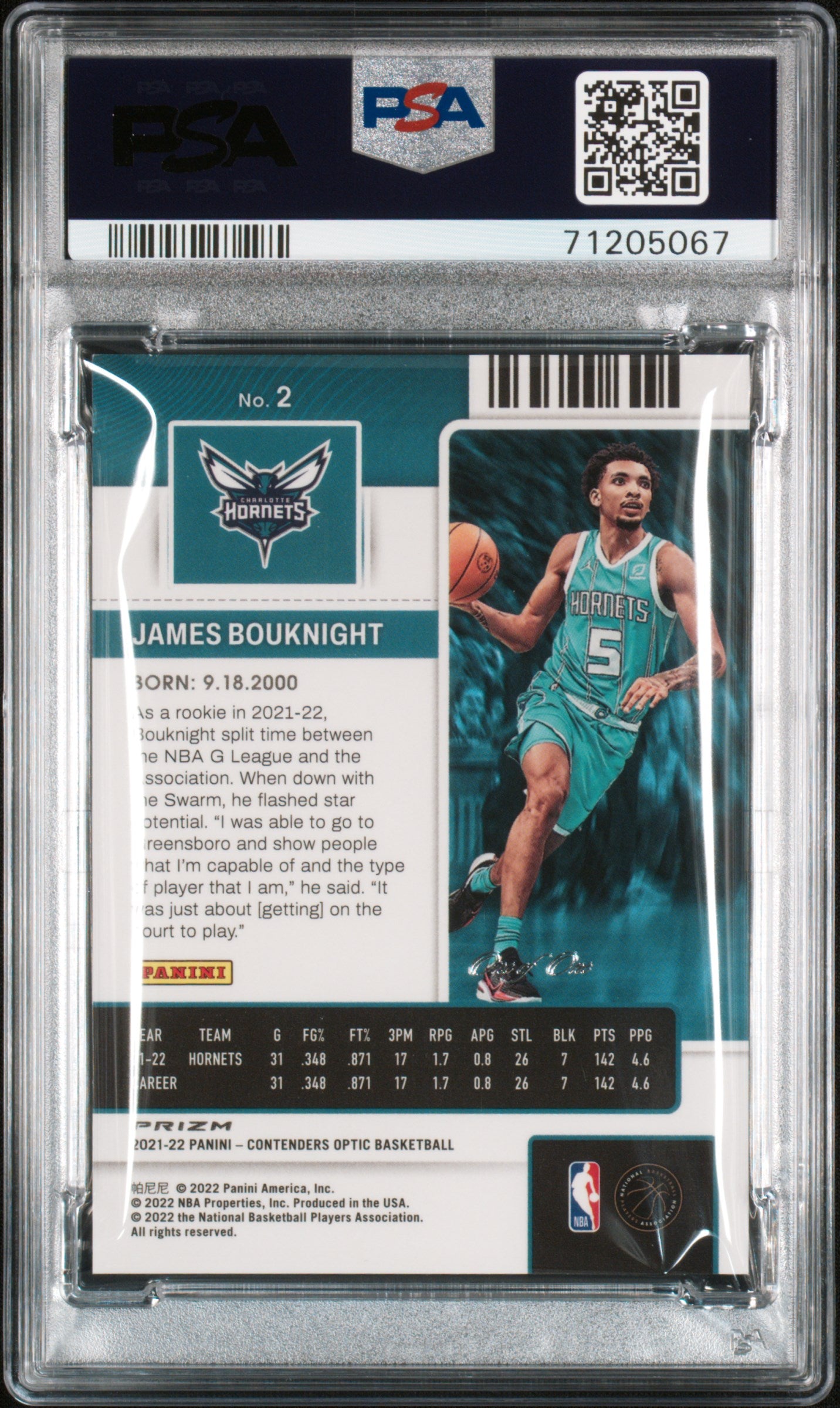 2021 Contenders Optic James Bouknight #2 Rookie Ticket Gold Vinyl PSA 10 RPA