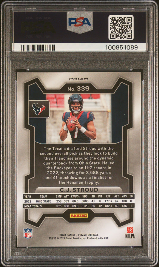 2023 Panini Prizm CJ Stroud #339 Green Wave PSA 9