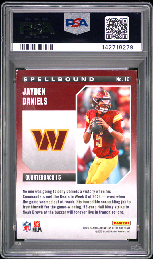 2025 Panini Donruss Elite Spellbound Jayden Daniels #10 PSA 8