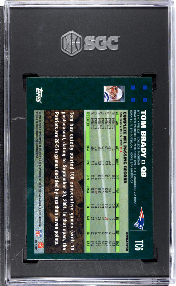 2007 Topps Chrome Tom Brady #TC6 Refractor SGC 9.5