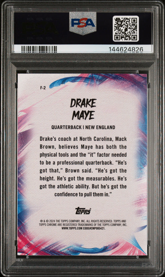 2024 Topps Chrome Finesse Drake Maye #F2 Green Refractor PSA 9