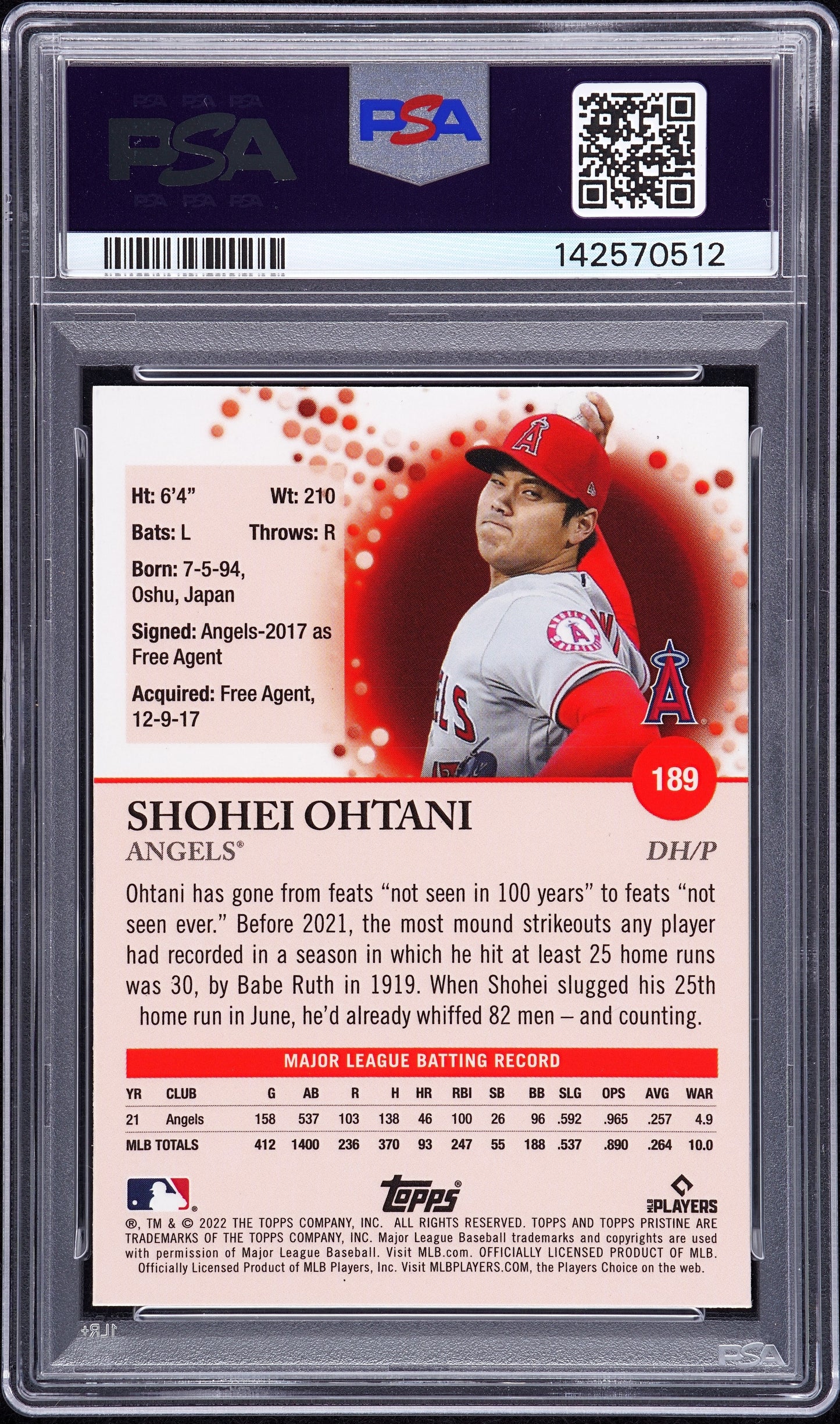 2025 Topps Archives Signature Series Shohei Ohtani #189 PSA 10 /1
