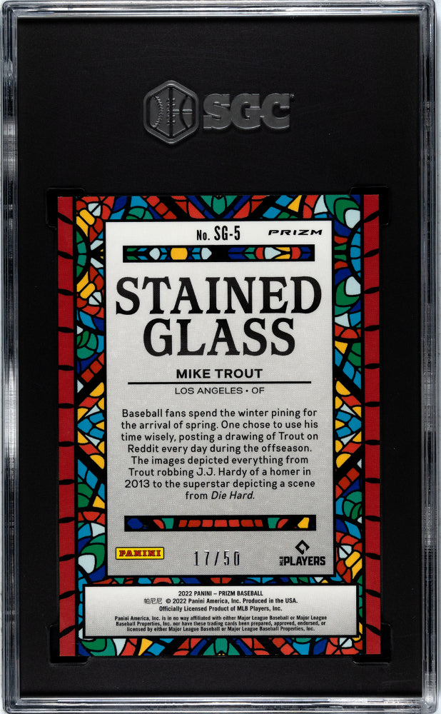 2022 Panini Prizm Mike Trout #SG-5 Stained Glass Snakeskin SGC 9.5