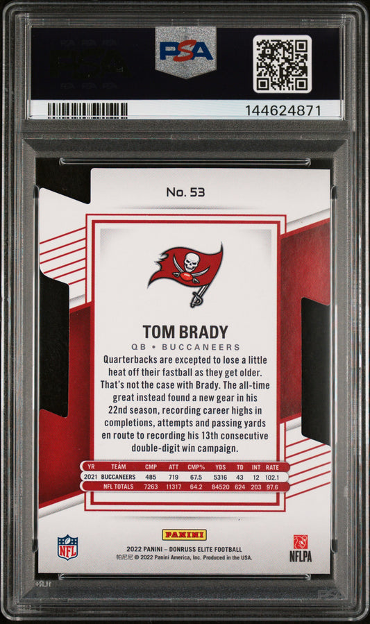 2022 Panini Donruss Elite Tom Brady #53 Status Die Cut PSA 8