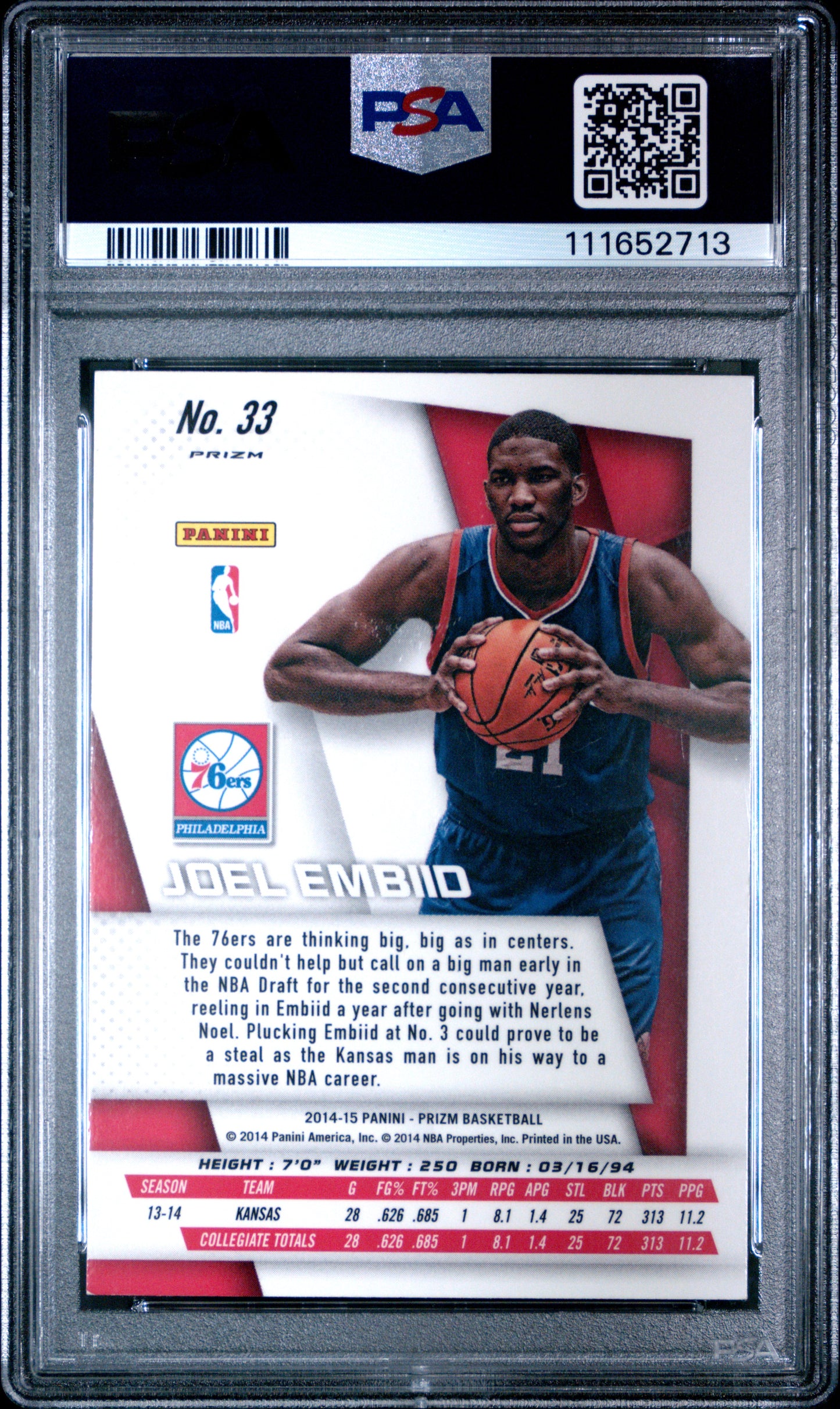 2014 Panini Prizm SP Variations Joel Embiid #33 PSA 9