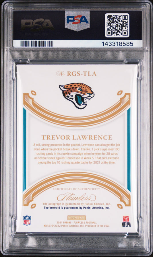 2021 Flawless Rookie Gems Auto Trevor Lawrence #RGSTLA Emerald PSA 9 Auto 10