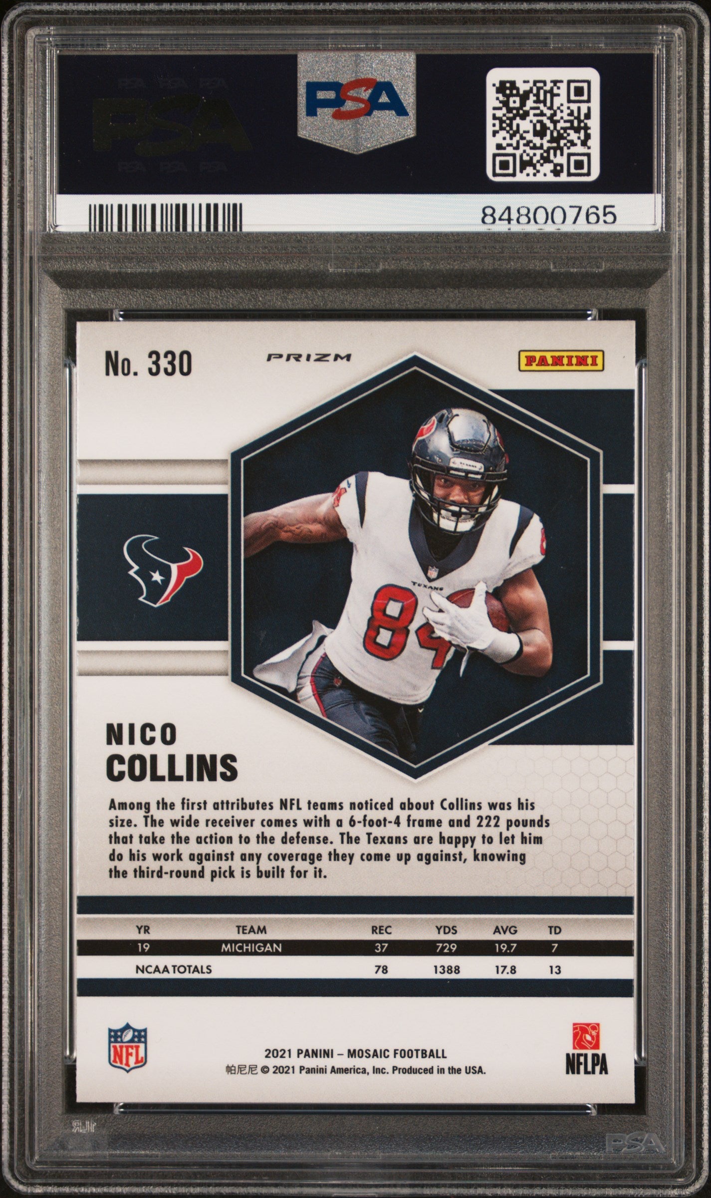 2021 Panini Mosaic Nico Collins #330 Reactive Orange PSA 10