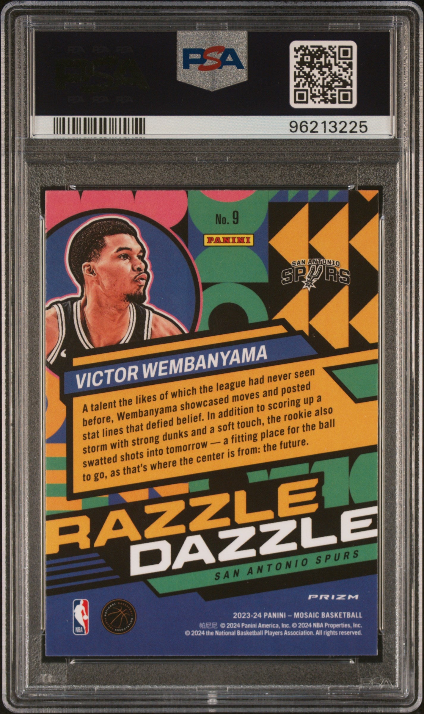 2023 Panini Mosaic Razzle Dazzle Victor Wembanyama #9 PSA 10