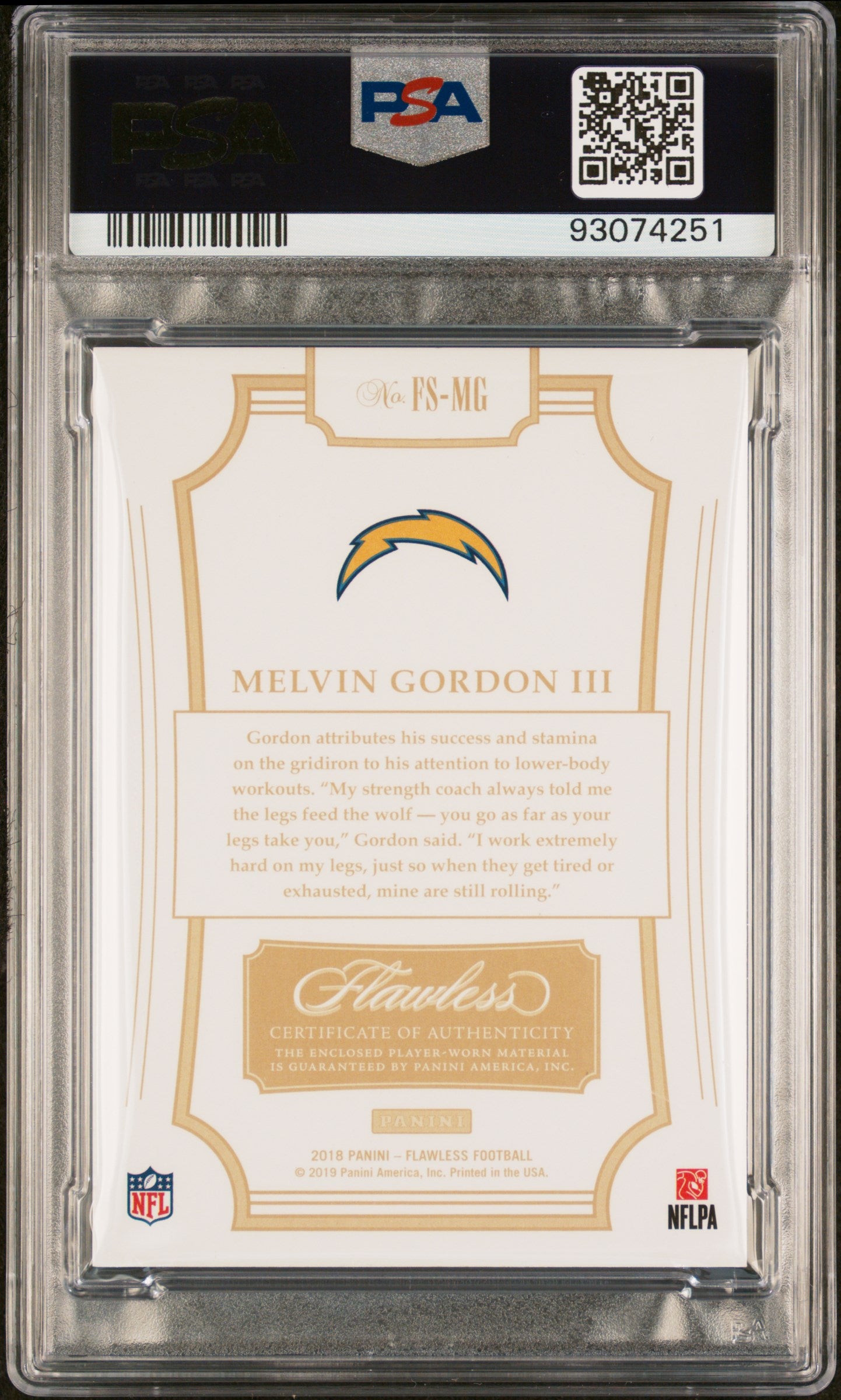 2018 Panini Flawless Melvin Gordon III #FS-MG Flawless Shields PSA 8