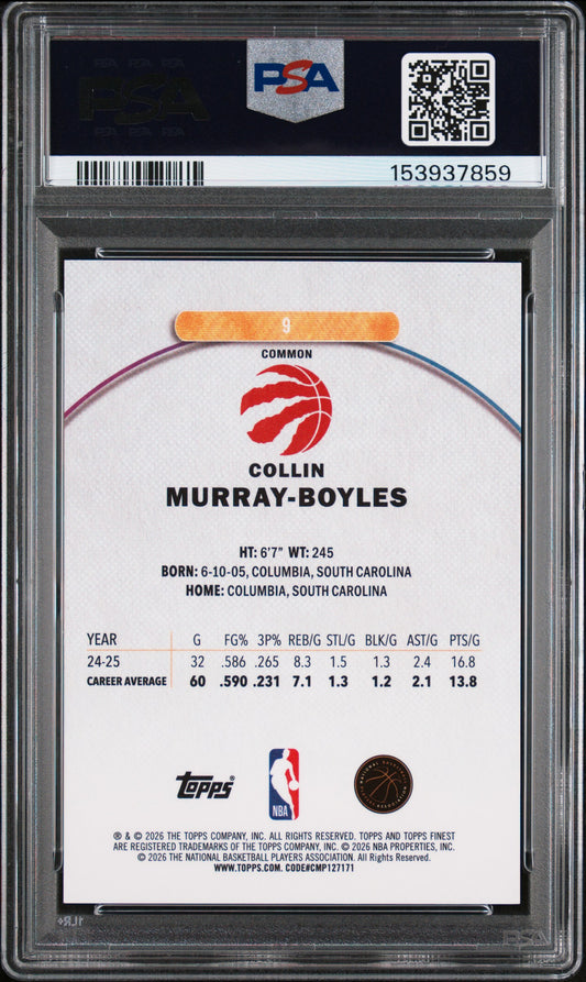 2025 Topps Finest Collin Murray-Boyles #9 Sky Blue Refractor PSA 8