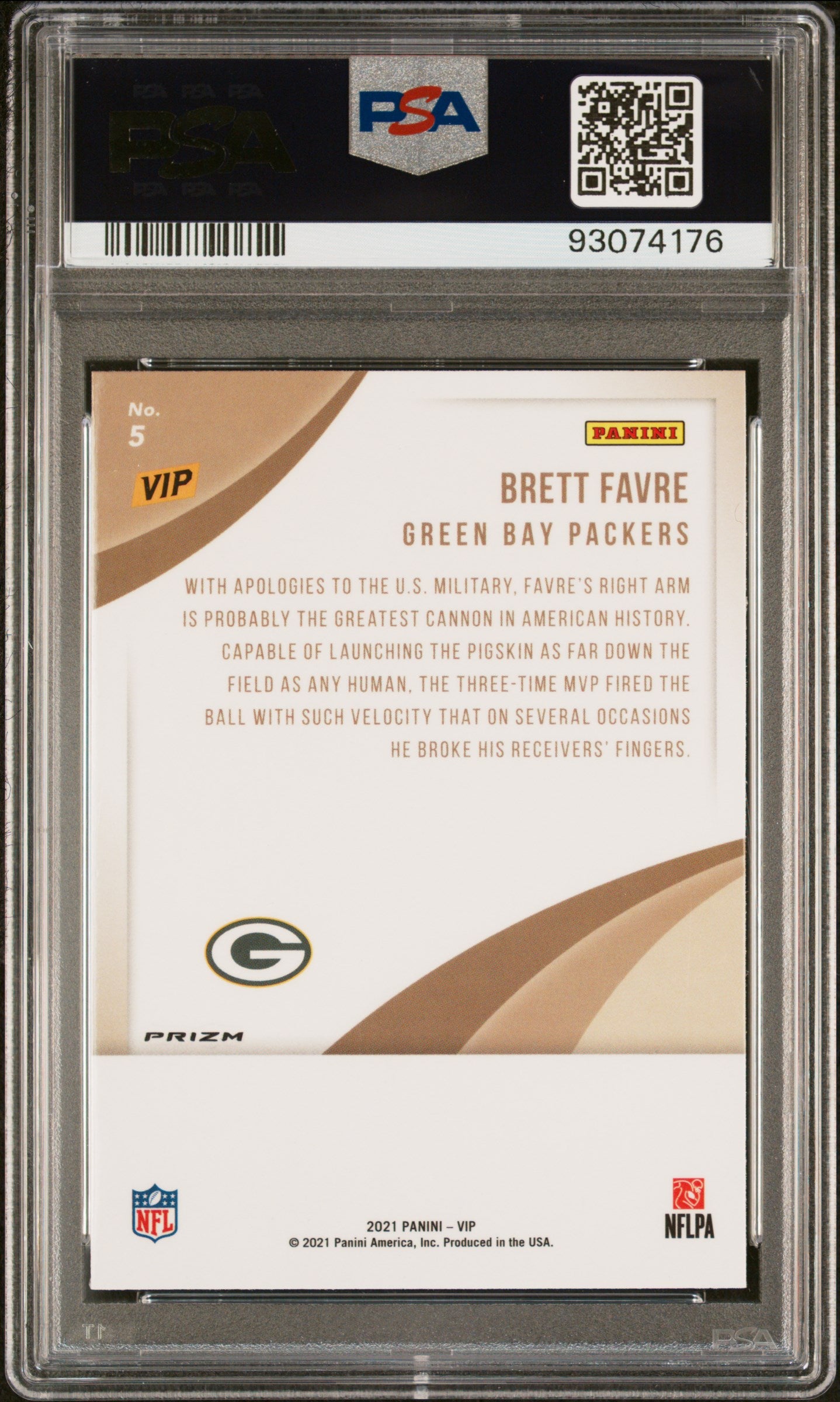 2022 Panini National Vip Brett Favre #5 Snakeskin PSA 9