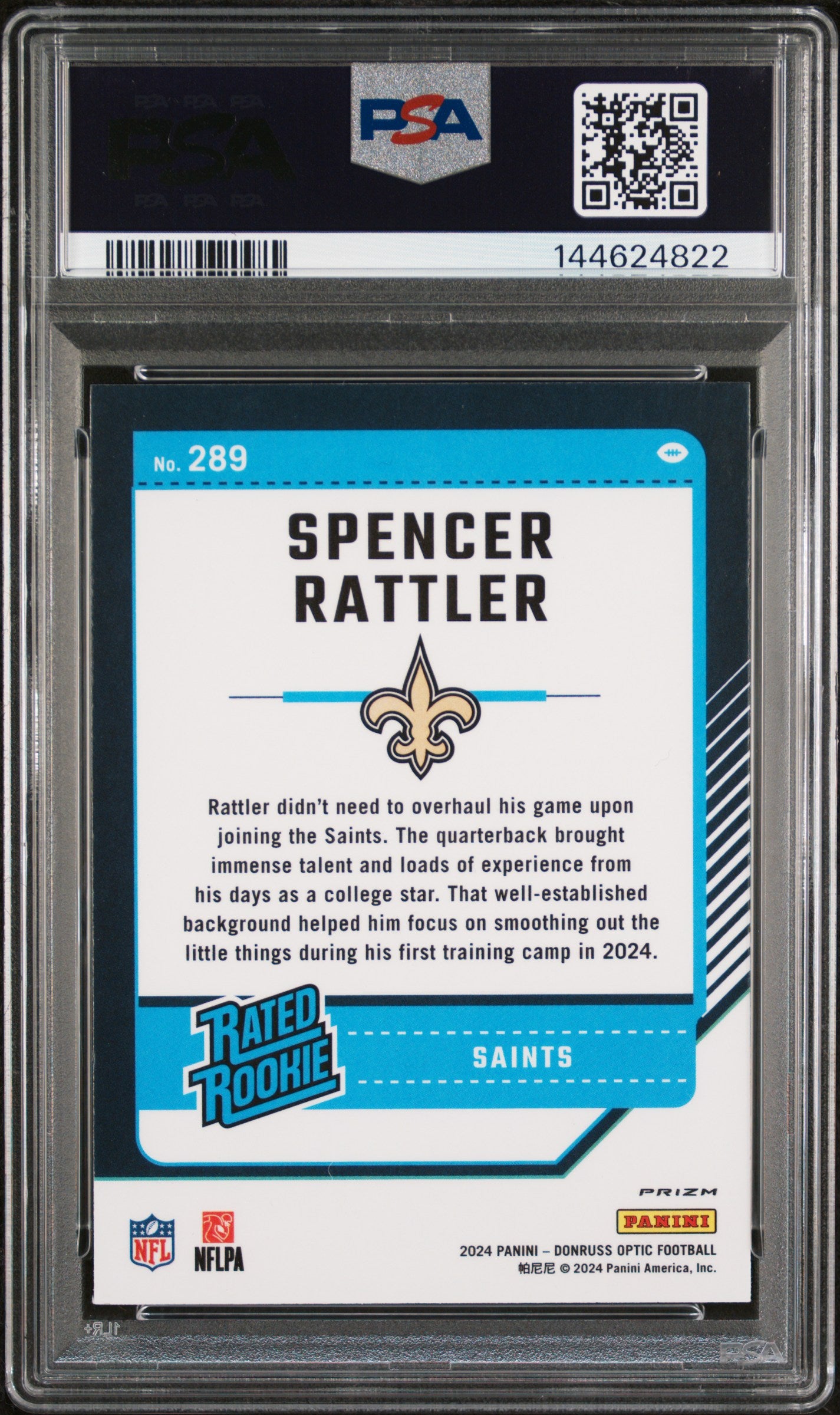 2024 Panini Donruss Optic Spencer Rattler #289 Pink PSA 8