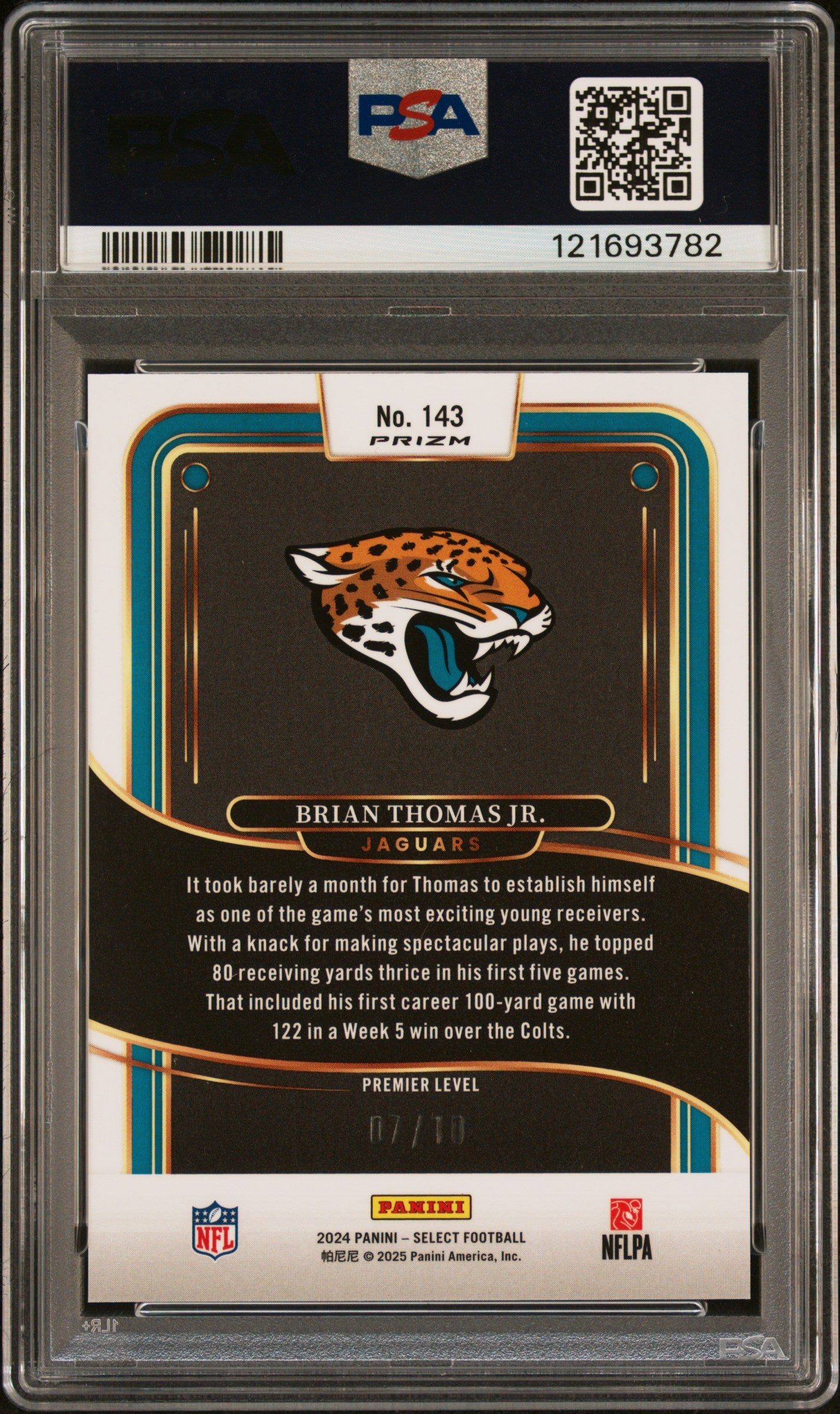2024 Panini Select Brian Thomas JR. #143 Gold Dragon Scale /10 PSA 10