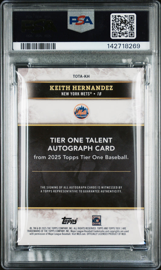 2025 Topps Tier One Tier One Talent Autographs Keith Hernandez #TOTA-KH PSA 8
