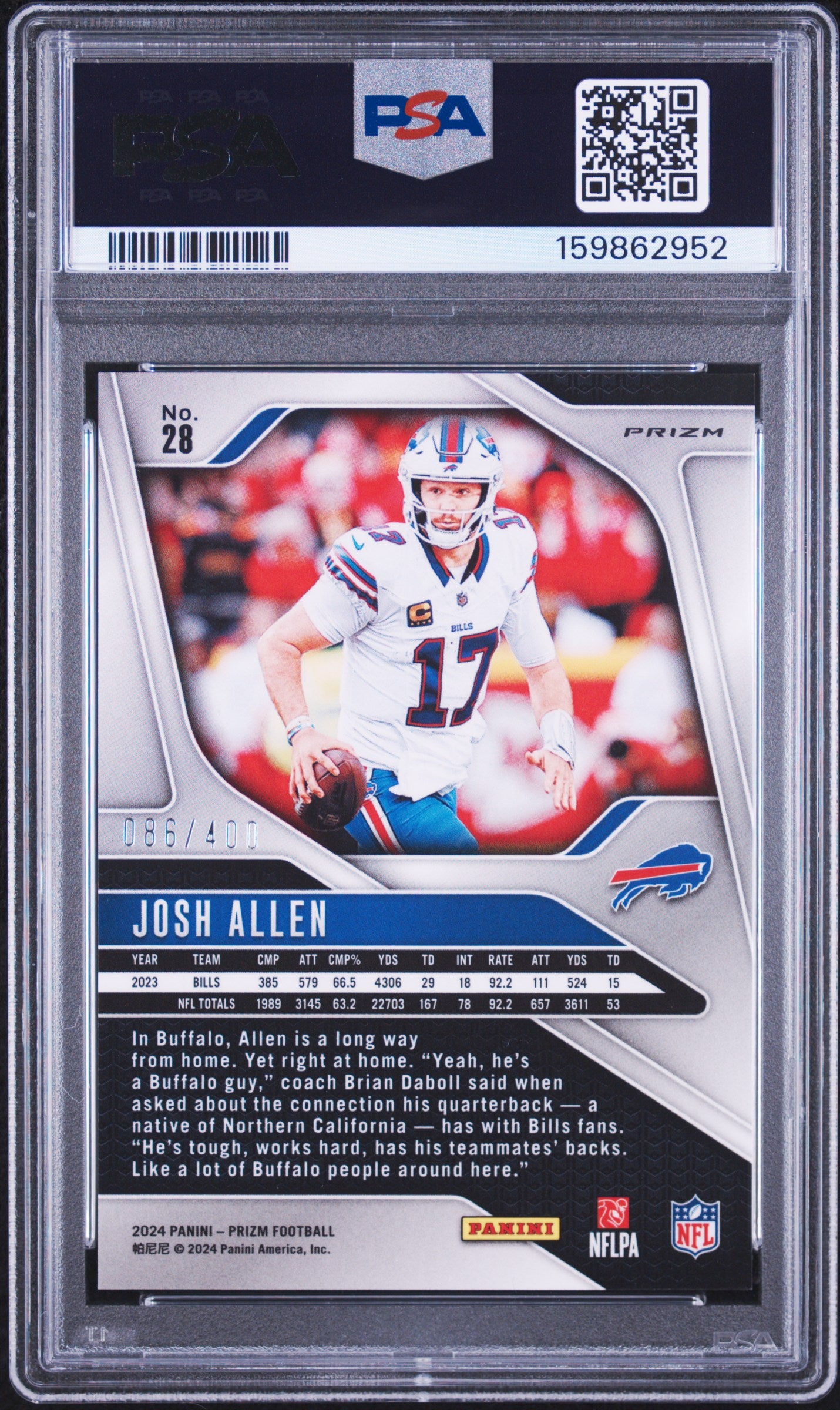 2024 Panini Prizm Josh Allen #28 Pandora PSA 9