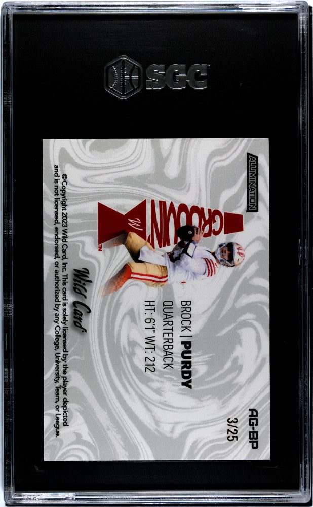 2023 Wild Card Alumination Rookie Brock Purdy #AG-BP Groovin' Purple Wave SGC 10