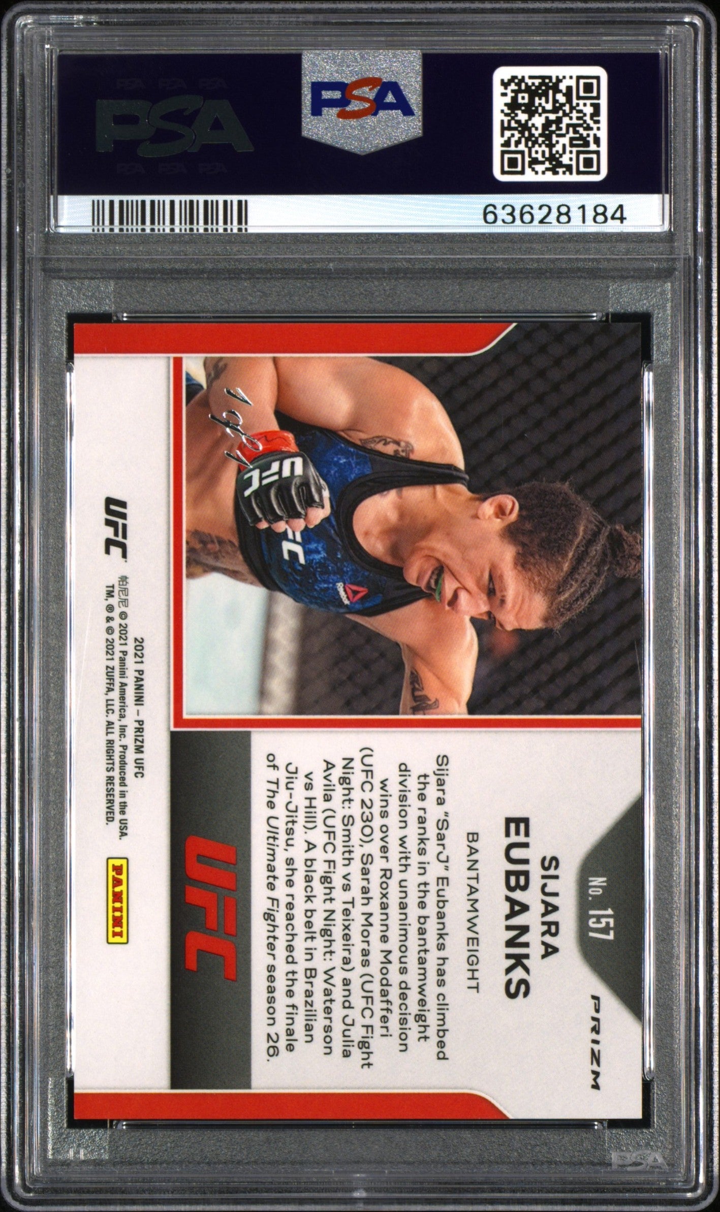 2021 Panini Prizm UFC Sijara Eubanks #157 UFC Black Prizm PSA 9