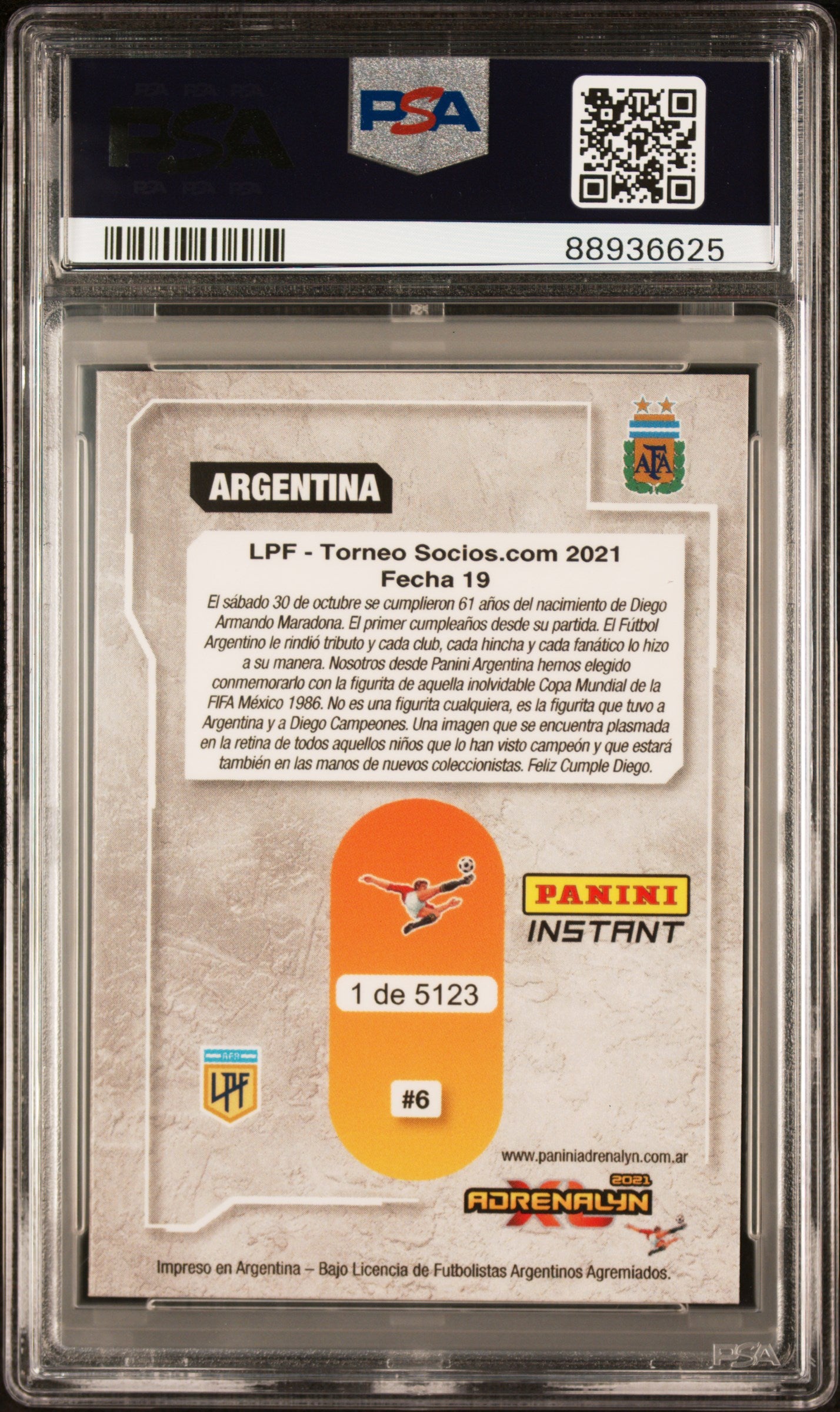 2021 Panini Instant Liga Profesional De Futbol Diego Maradona #6 PSA 9