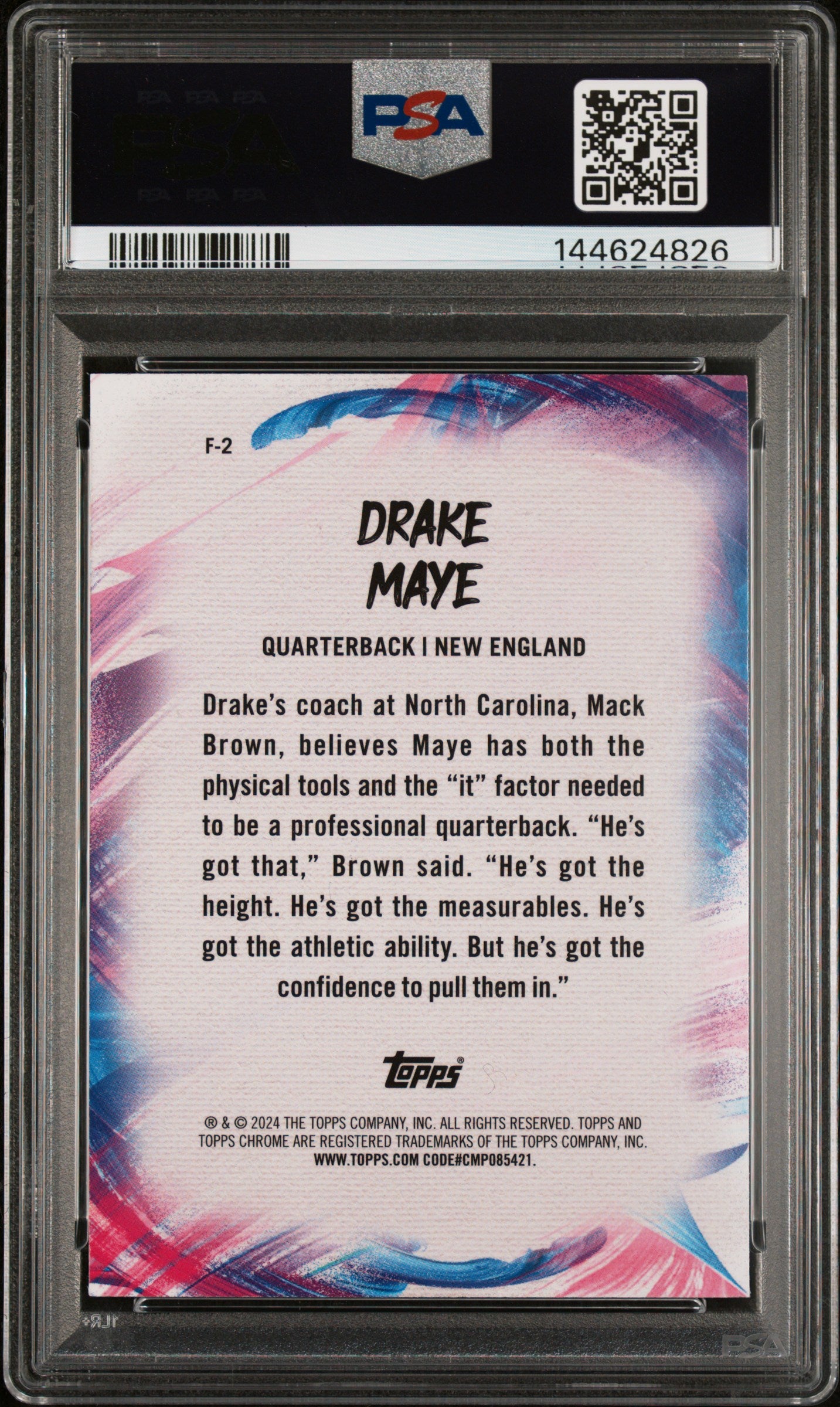 2024 Topps Chrome Finesse Drake Maye #F2 Green Refractor PSA 9