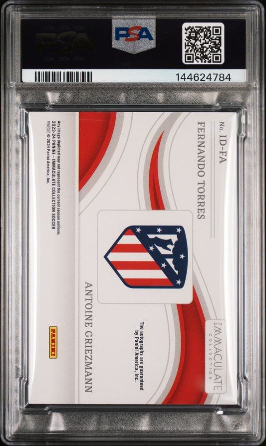 2023-24 Panini Immaculate Collection Dual Auto Torres Griezmann Gold PSA 8 /10