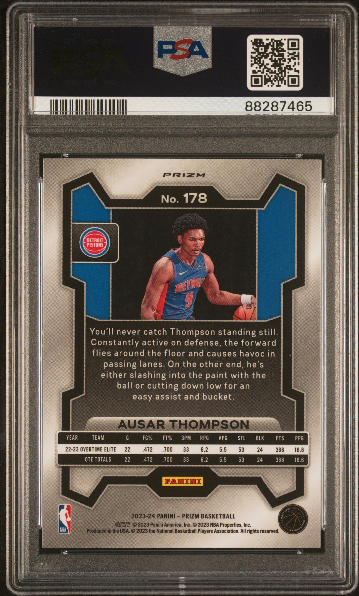2023 Panini Prizm Ausar Thompson #178 Silver PSA 10
