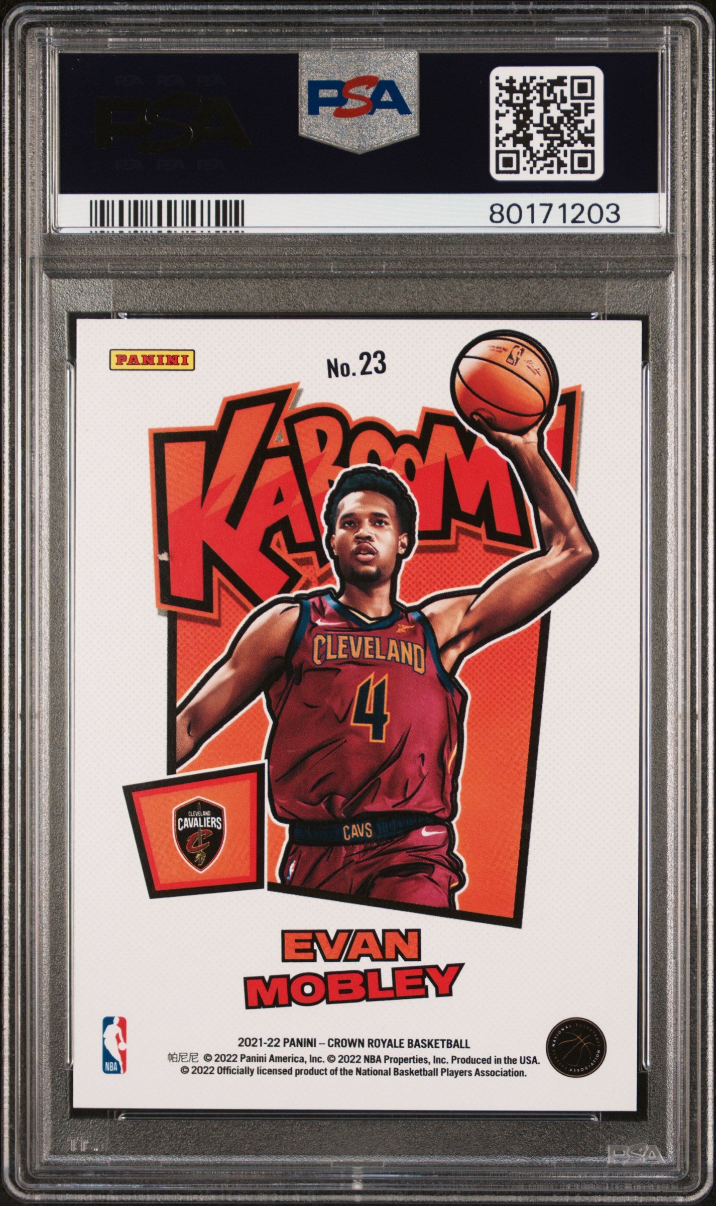 2021 Panini Crown Royale Kaboom! Evan Mobley #23 PSA 9